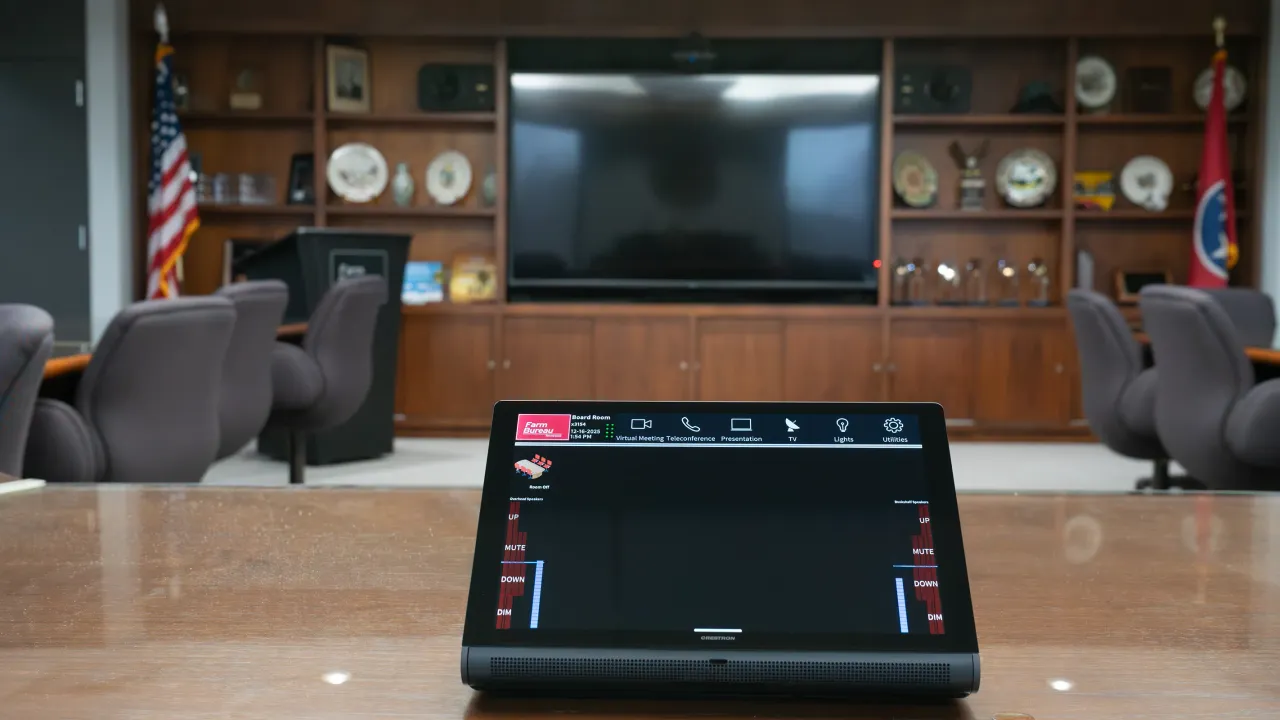 Crestron touch panel control interface programmed by IKBSystems.